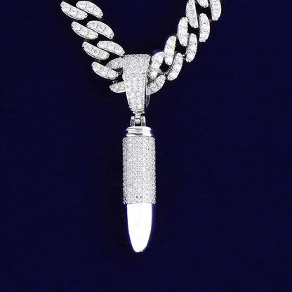 Iced Out Geometric Capsule Pendant | Women's Utilitarian "Urban Armor" Necklace | Premium Copper CZ Cylinder Charm | Cyber Y2K & Techwear Jewelry | Caratix - CaratixJewelry