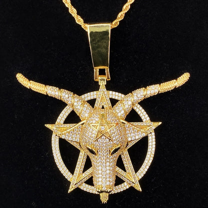Iced Out "G.O.A.T." Head Pendant | Men's Greatest of All Time Necklace - CaratixJewelry