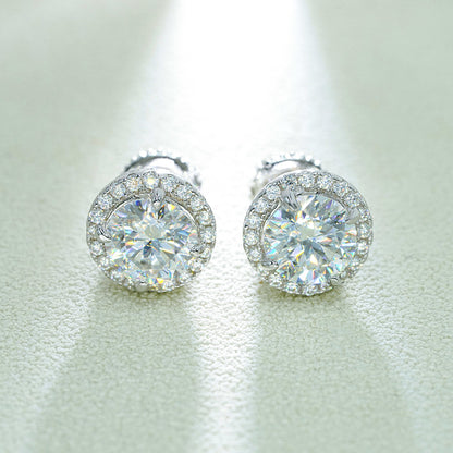 6.5mm 1ct Moissanite Stud Earrings S925 Silver | D Color VVS1 Diamond Tester | Caratix