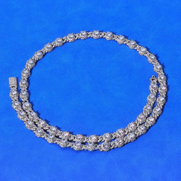 7.5mm Moissanite Bead Chain Necklace – S925 Sterling Silver Minimalist Luxury Hip Hop Jewelry - CaratixJewelry
