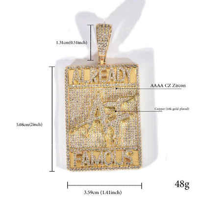 Iced Out Letter Dog Tag Pendant Necklace – Hip Hop CZ Streetwear Jewelry - CaratixJewelry