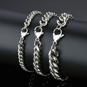 Lobster Clasp Cuban Link Bracelet with 18K Gold and Stainless Steel - CaratixJewelry