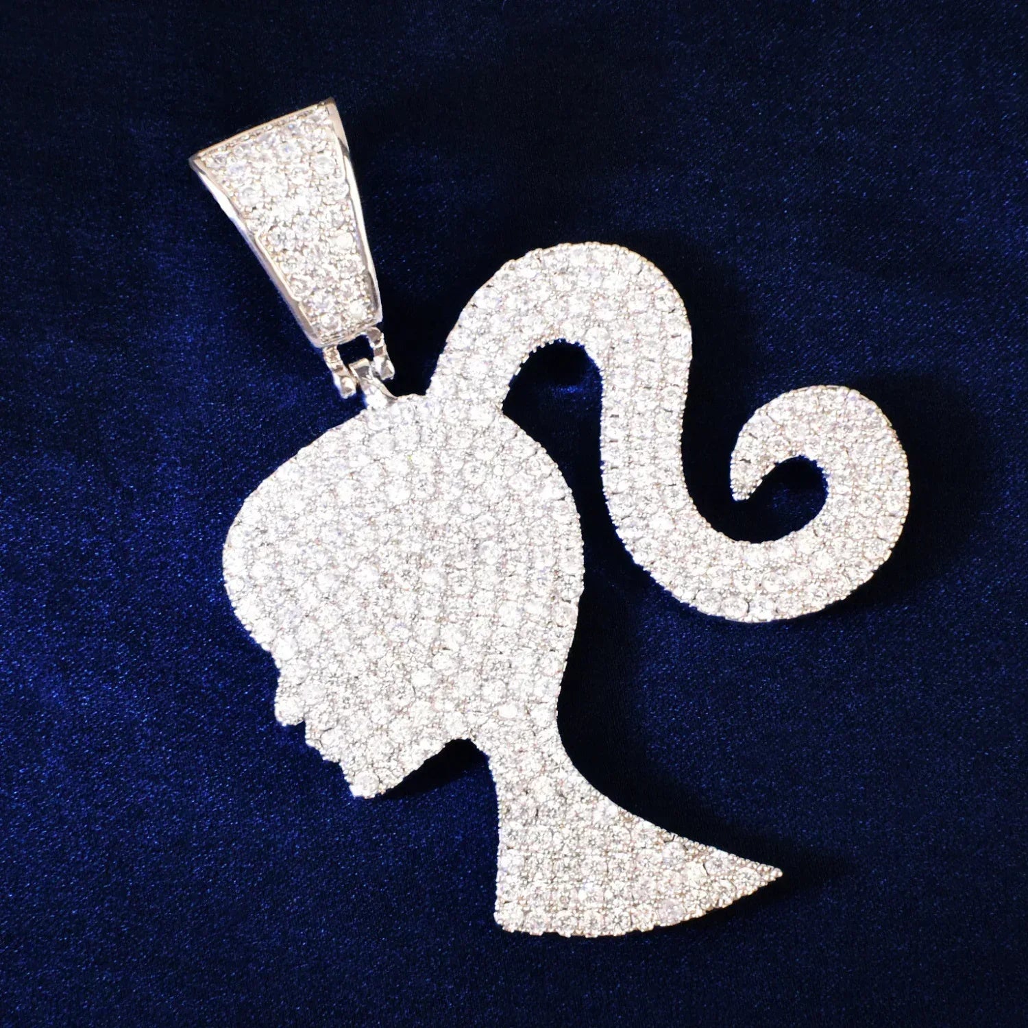 Barbie Pendant Necklace | CZ Iced Out Hip Hop Trendy Unisex Jewelry - CaratixJewelry