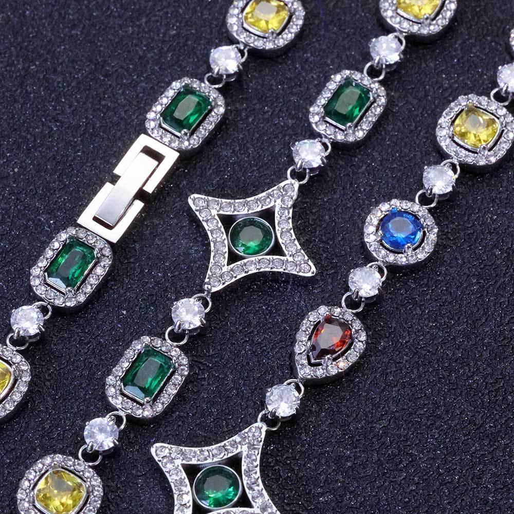 Custom 10mm Stainless Steel Colorful Gemstone Chain | Premium Iced Out Jewelry | Caratix - CaratixJewelry
