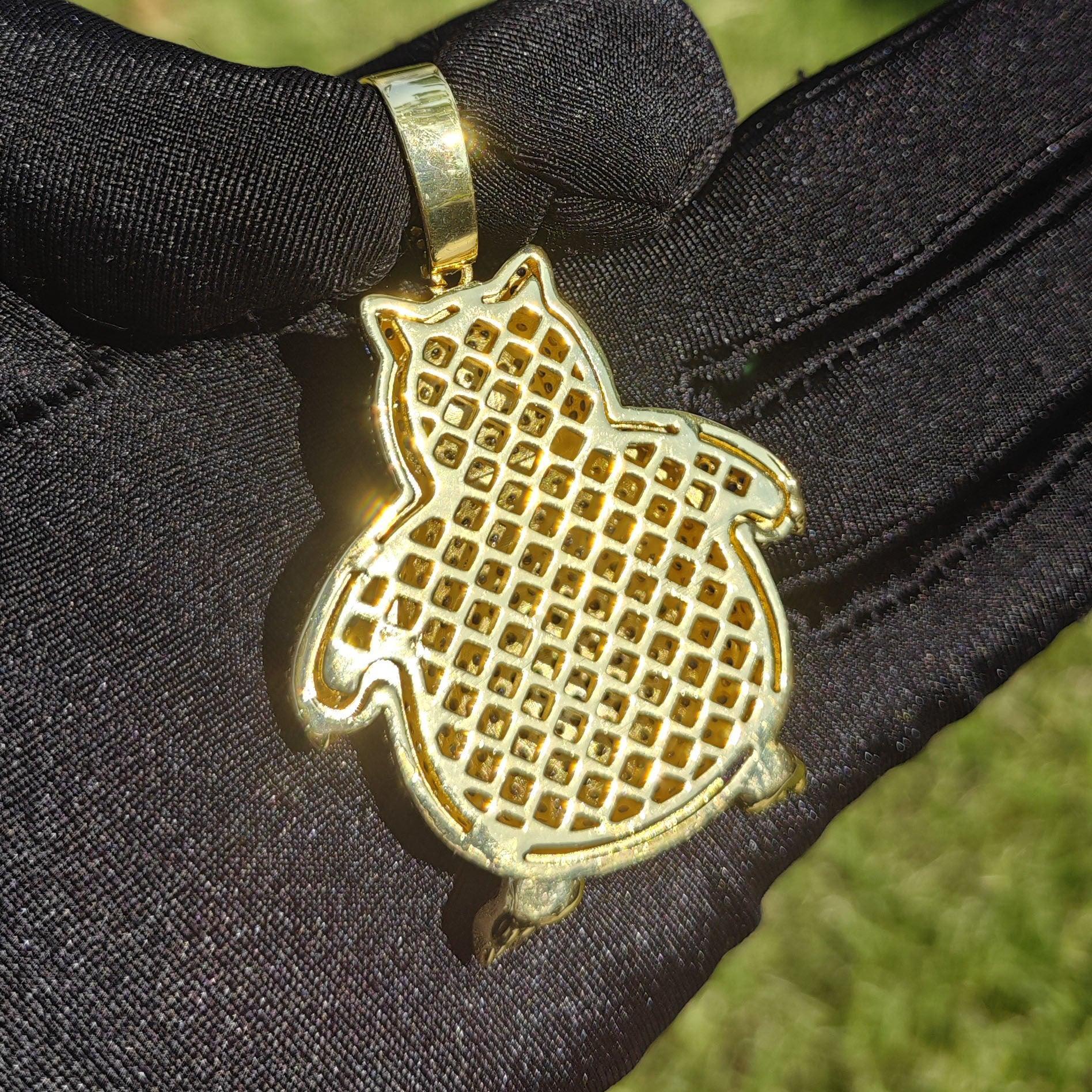 Iced Out Cute Monster Pendant Necklace – Hip Hop Cartoon CZ Jewelry for Men & Women - CaratixJewelry