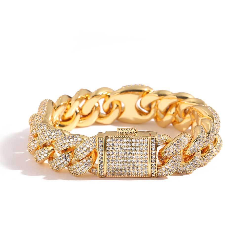 15mm Cuban Link Bracelet Pig Nose & Bubble Zircon - CaratixJewelry