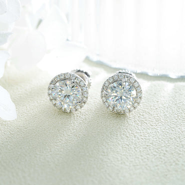 6.5mm 1ct Moissanite Stud Earrings S925 Silver | D Color VVS1 Diamond Tester | Caratix