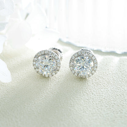 6.5mm 1ct Moissanite Stud Earrings S925 Silver | D Color VVS1 Diamond Tester | Caratix