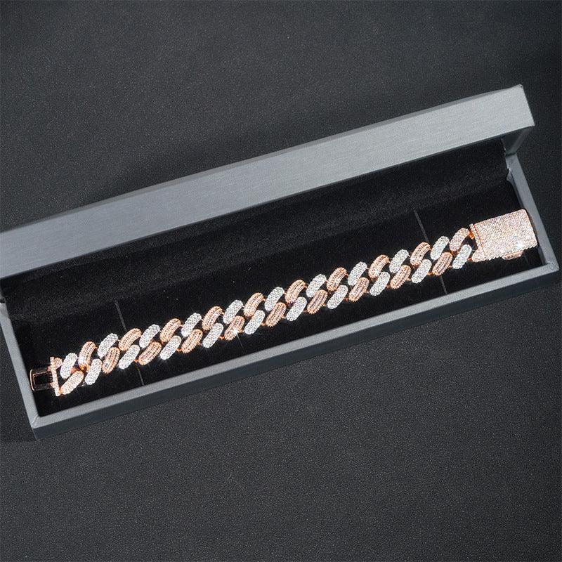 16mm Moissanite Cuban Link Bracelet | S925 Silver Men’s Hip Hop Jewelry - CaratixJewelry