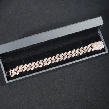 16mm Moissanite Cuban Link Bracelet | S925 Silver Men’s Hip Hop Jewelry - CaratixJewelry