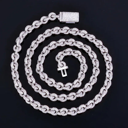 Custom 8mm Iced-out O-Link Necklace | Modern Rapper Iced Out Chain with Fold-over Clasp | Caratix - CaratixJewelry