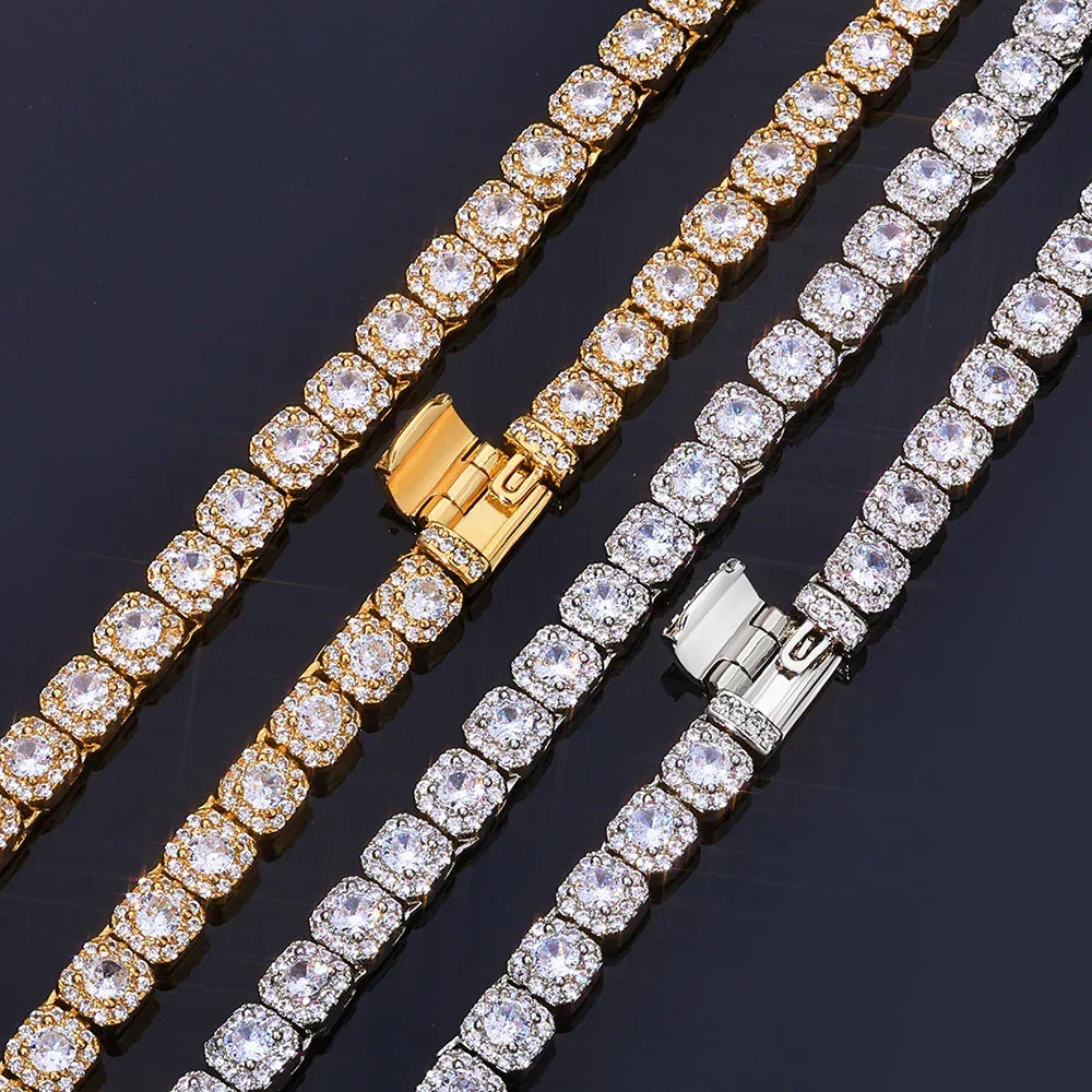 Custom 5mm Baguette Tennis Chain | Fold-Over Clasp Hip Hop Bling | Caratix - CaratixJewelry