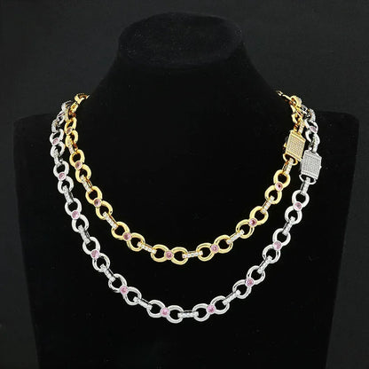 Custom 12mm Pink Zircon Infinity 8 Link Iced Out Chain for Rapper | Caratix - CaratixJewelry