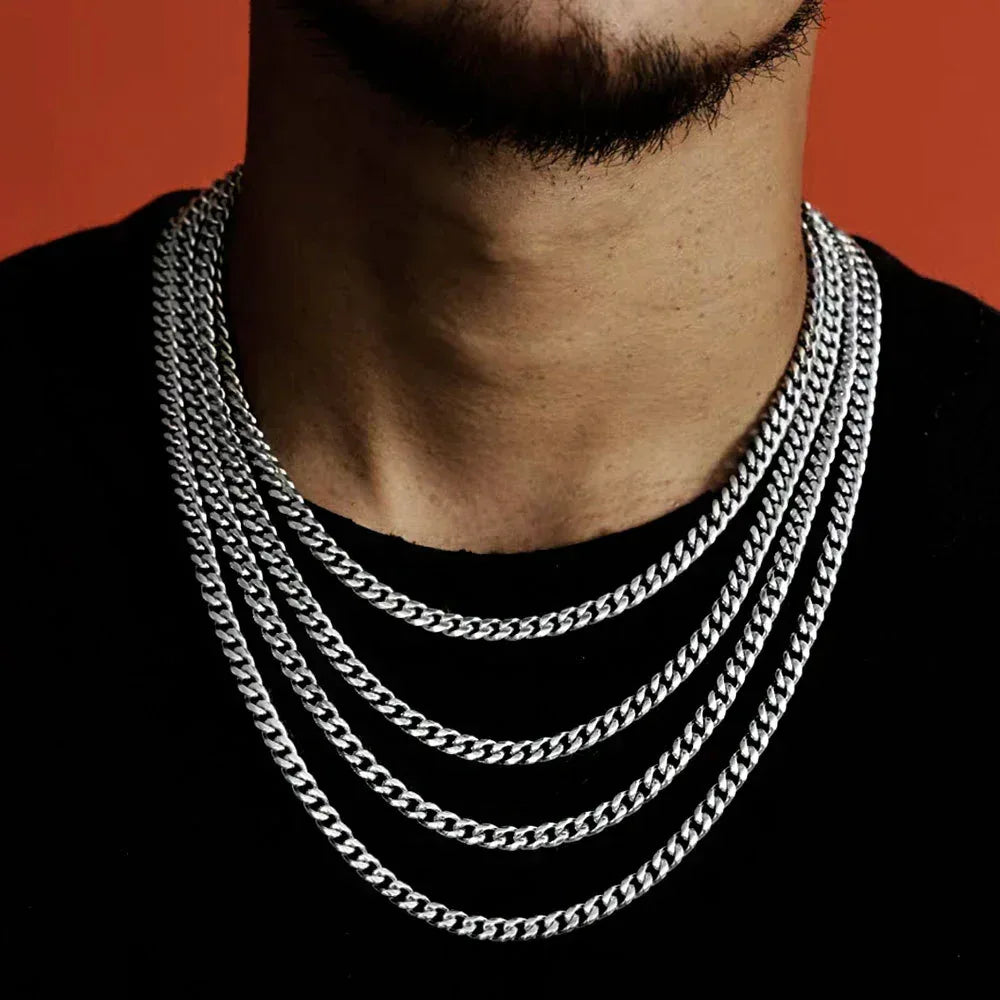 Stainless Steel Cuban Chain Necklace with Cowboy Clasp for Men | Caratix Jewelry - CaratixJewelry