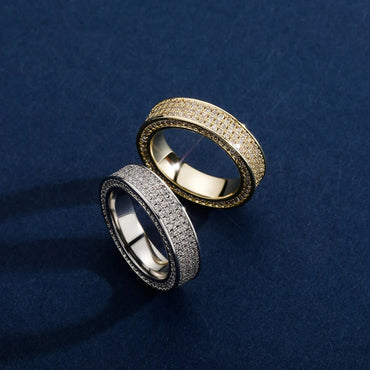 Men's Geometric Grid Iced Out Ring | Linear Split Pave Band | Caratix