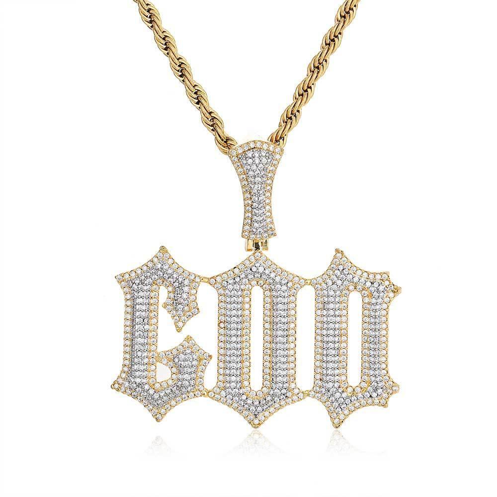 Custom Spiked Letter Pendant Necklace with Zircon Stones for Men | Caratix Jewelry - CaratixJewelry