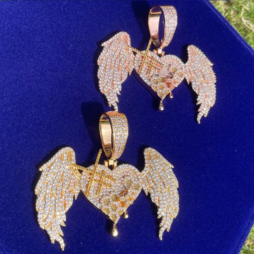 Unisex Angel Wings Love Necklace | Premium Copper CZ Freedom Jewelry - CaratixJewelry