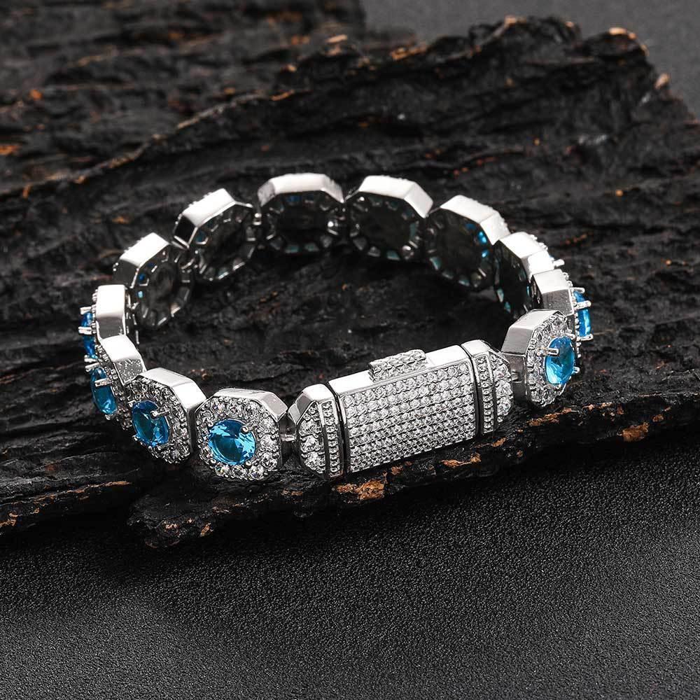 12mm Iced Out Candy Cuban Bracelet Colorful Zircon Hip Hop Jewelry for Men | Caratix Jewelry - CaratixJewelry