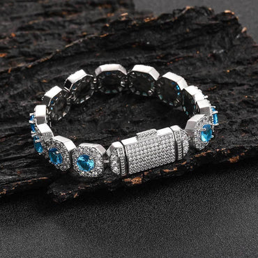 12mm Iced Out Candy Cuban Bracelet Colorful Zircon Hip Hop Jewelry for Men | Caratix Jewelry - CaratixJewelry