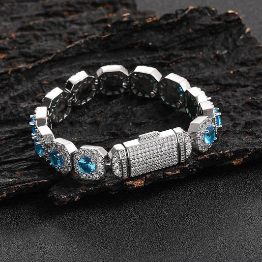 12mm Iced Out Candy Cuban Bracelet Colorful Zircon Hip Hop Jewelry for Men | Caratix Jewelry - CaratixJewelry