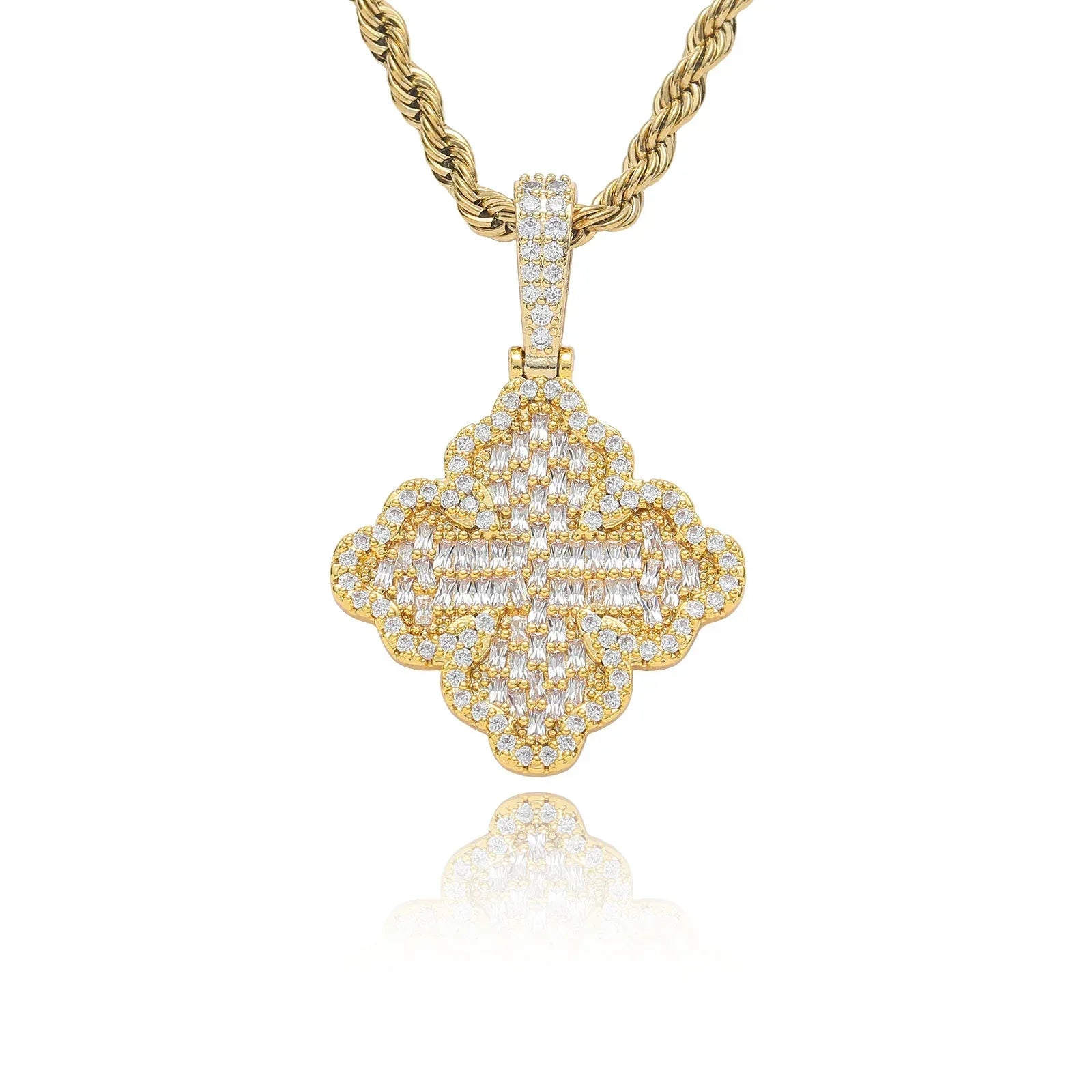 Luxury 5A Zircon Full Iced Clover Pendant | Sweet Niche Women's Hip Hop Bling Necklace | Caratix - CaratixJewelry