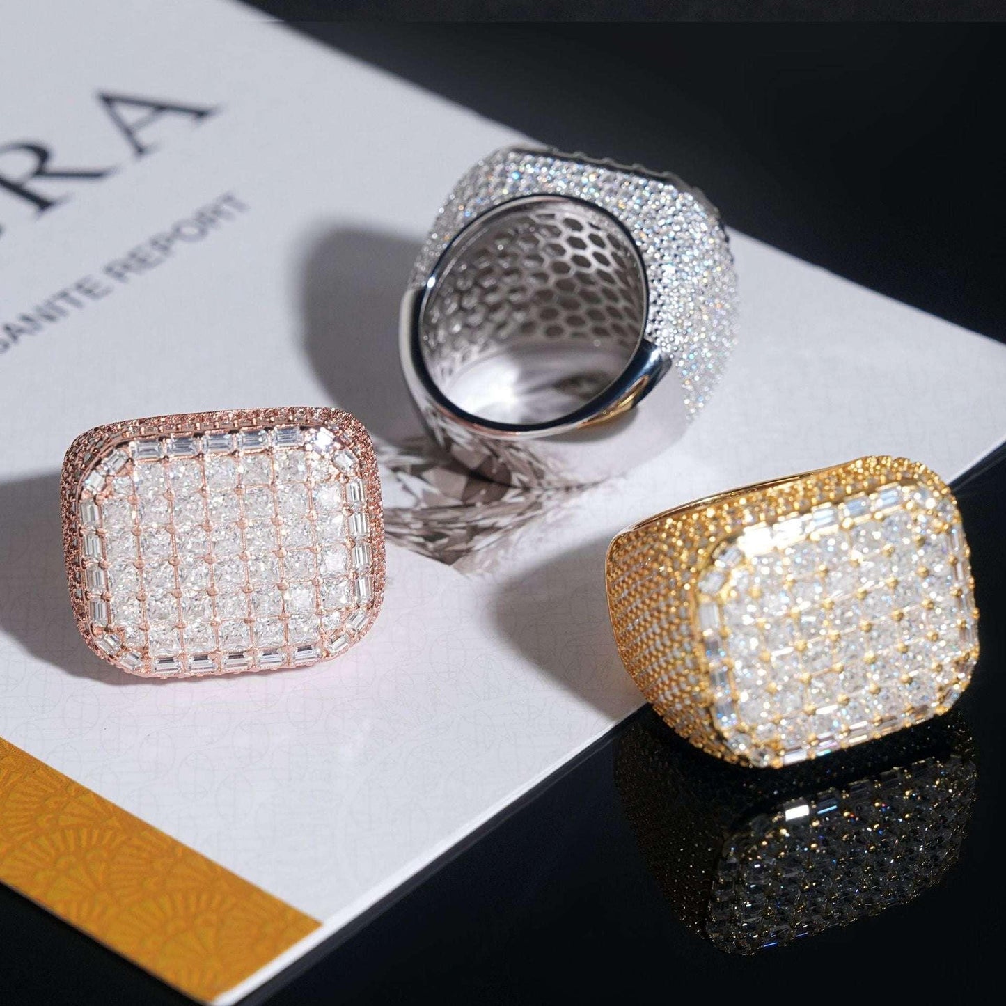 Princess-Cut Moissanite Men’s Ring | S925 Silver Full Iced Out Hip Hop Jewelry - CaratixJewelry