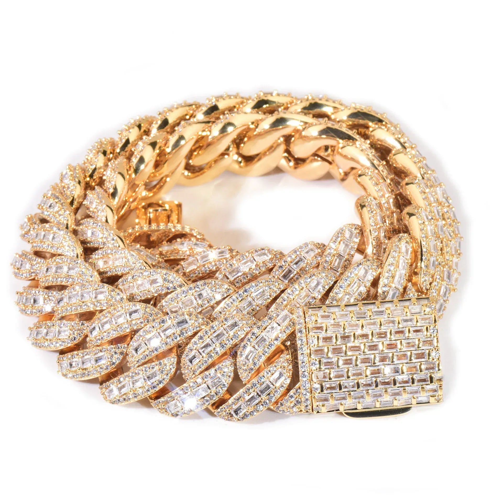 20mm Iced Out T-Shape Zircon Cuban Chain Necklace with Copper - CaratixJewelry