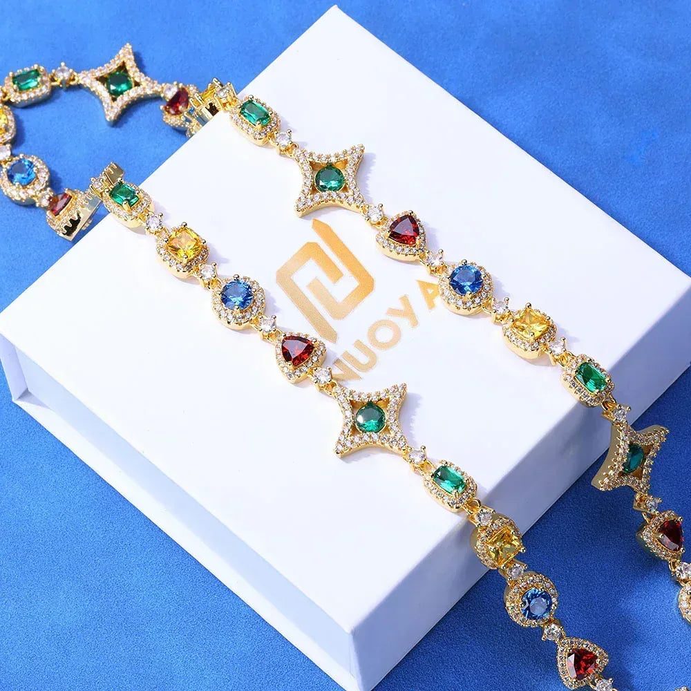 Geometric Moissanite Gemstone Chain Necklace – S925 Sterling Silver Custom Luxury Jewelry for Women - CaratixJewelry