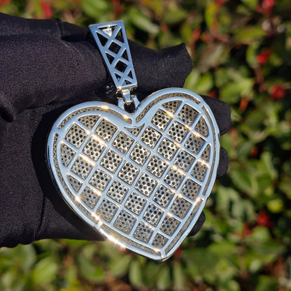 Iced Out Big Heart Pendant Cuban Chain Necklace – Hip Hop CZ Heavy Luxury Jewelry - CaratixJewelry