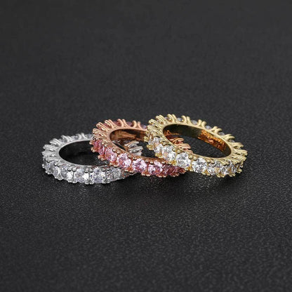 4mm Single-Row Zircon Ring for Men | Trendy Hip Hop Jewelry | Caratix Jewelry - CaratixJewelry