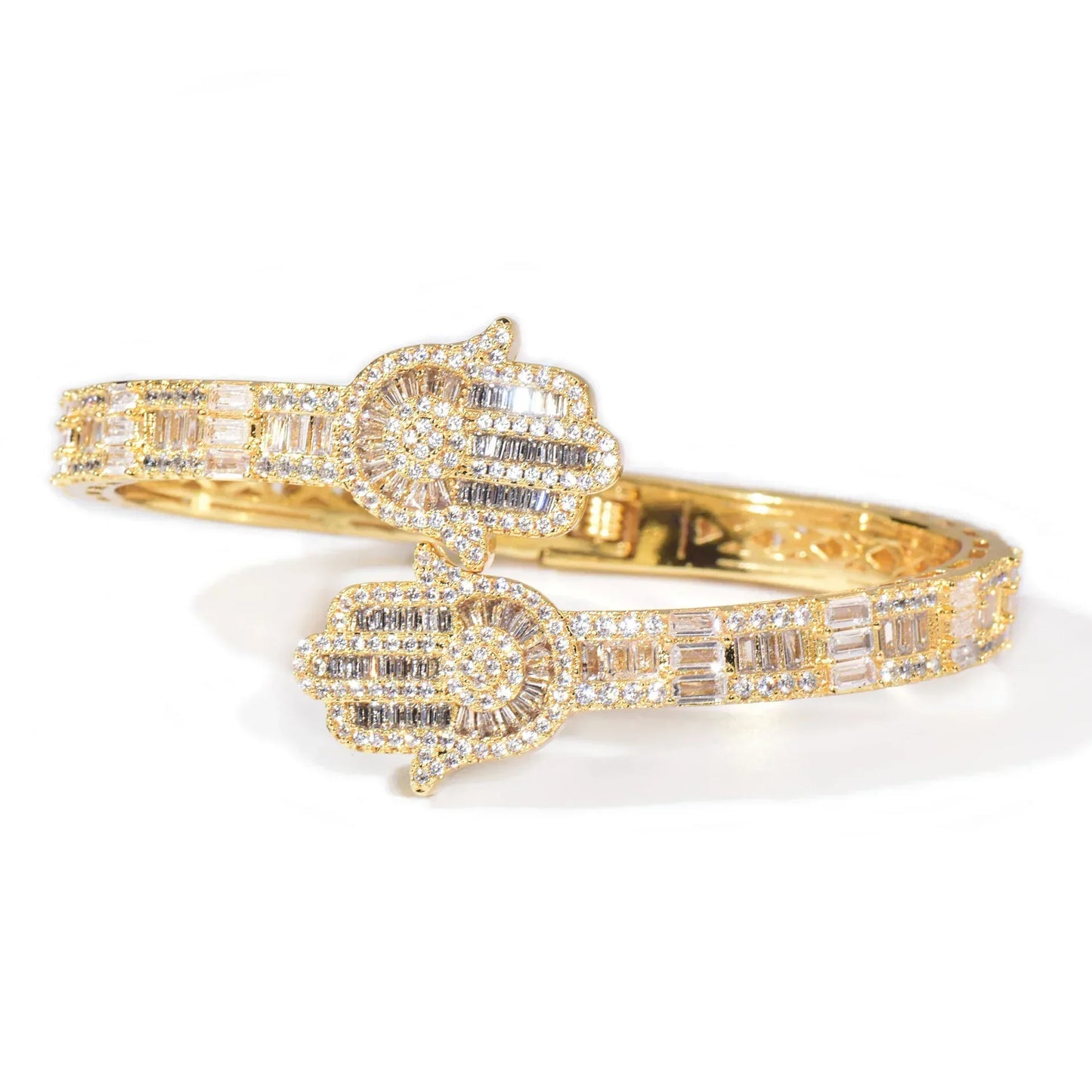 Palm Hand Bracelet with Copper & Zircon | Gold Plated Hip Hop Jewelry | Caratix Jewelry - CaratixJewelry
