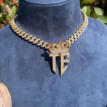 Men's Royal Initial Necklace | Premium Copper CZ Custom Style Jewelry Caratix - CaratixJewelry