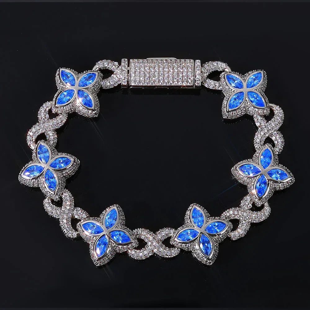 Iced Out Infinity 8 Clover Cuban Bracelet | Heavy Zircon Hip Hop Link | Premium Rapper Iced Out Chain | Caratix - CaratixJewelry