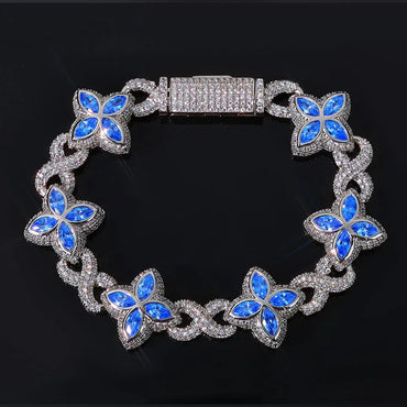 Iced Out Infinity 8 Clover Cuban Bracelet | Heavy Zircon Hip Hop Link | Premium Rapper Iced Out Chain | Caratix - CaratixJewelry