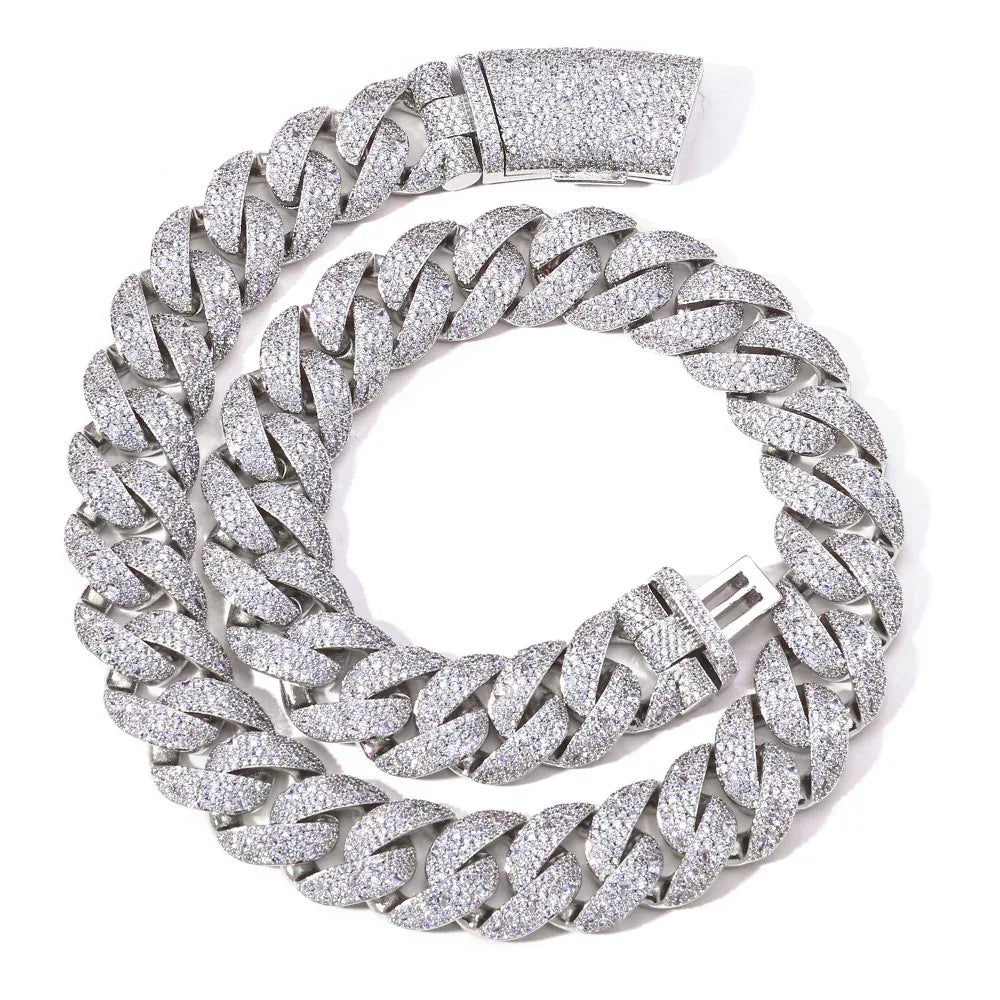 22mm Bubble Moissanite Cuban Link Chain – S925 Sterling Silver Iced-Out Hip Hop Men’s Bold Streetwear Necklace - CaratixJewelry
