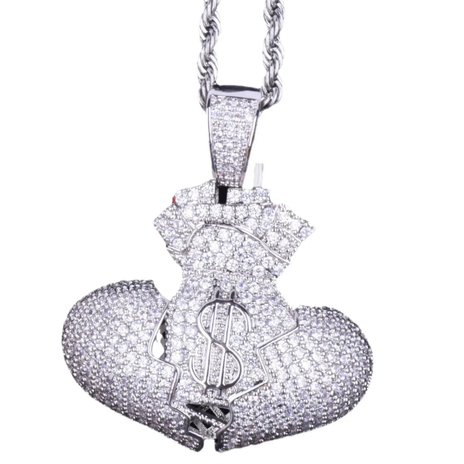 Men's Love Currency Necklace | Premium Copper CZ Dollar Sign Jewelry Caratix - CaratixJewelry