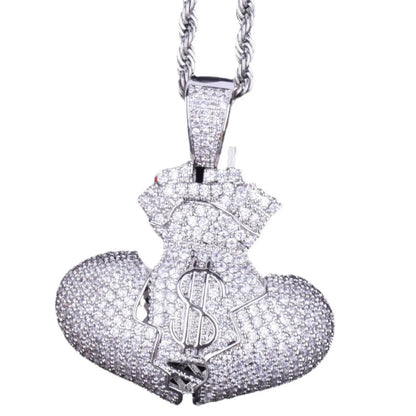 Men's Love Currency Necklace | Premium Copper CZ Dollar Sign Jewelry Caratix - CaratixJewelry