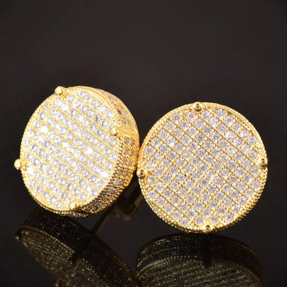 Large Round Stud Earrings | Minimalist Design Hip Hop Jewelry for Men & Women | Caratix Jewelry - CaratixJewelry