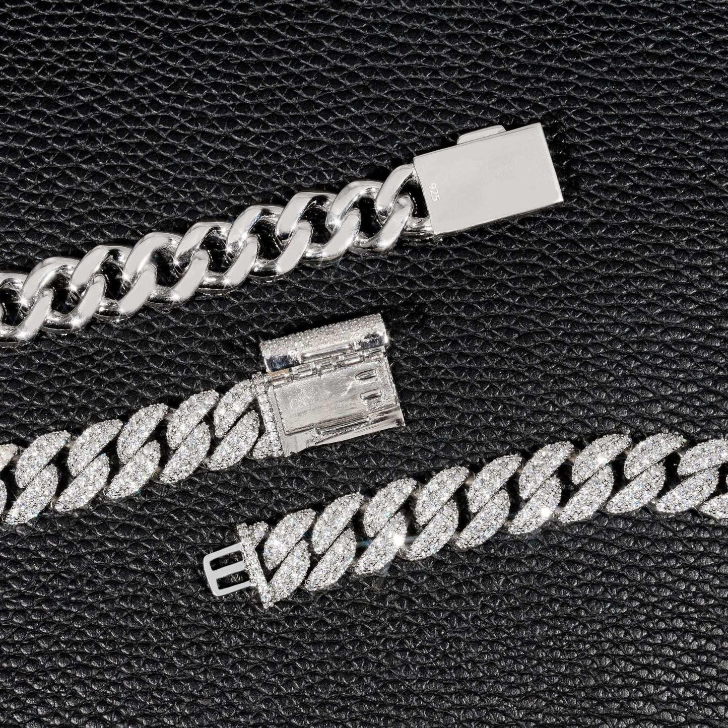 12mm Double-Row Moissanite Cuban Link Necklace | S925 Silver Iced Out Hip Hop Chain - CaratixJewelry