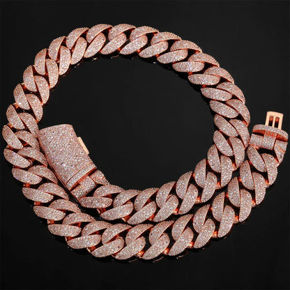 22mm Iced Out Custom Cuban Chain Necklace with Box Clasp - CaratixJewelry