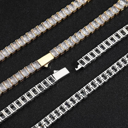 6mm Rectangular Moissanite Tennis Chain Necklace for Women – S925 Sterling Silver Luxury Hip Hop Jewelry - CaratixJewelry