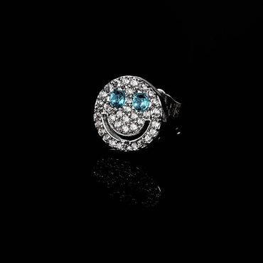 Full Zircon Smile Face Stud Earrings with 925 Silver Pin | Eyefunny 18K Gold Plated Hip Hop Jewelry | Caratix Jewelry - CaratixJewelry