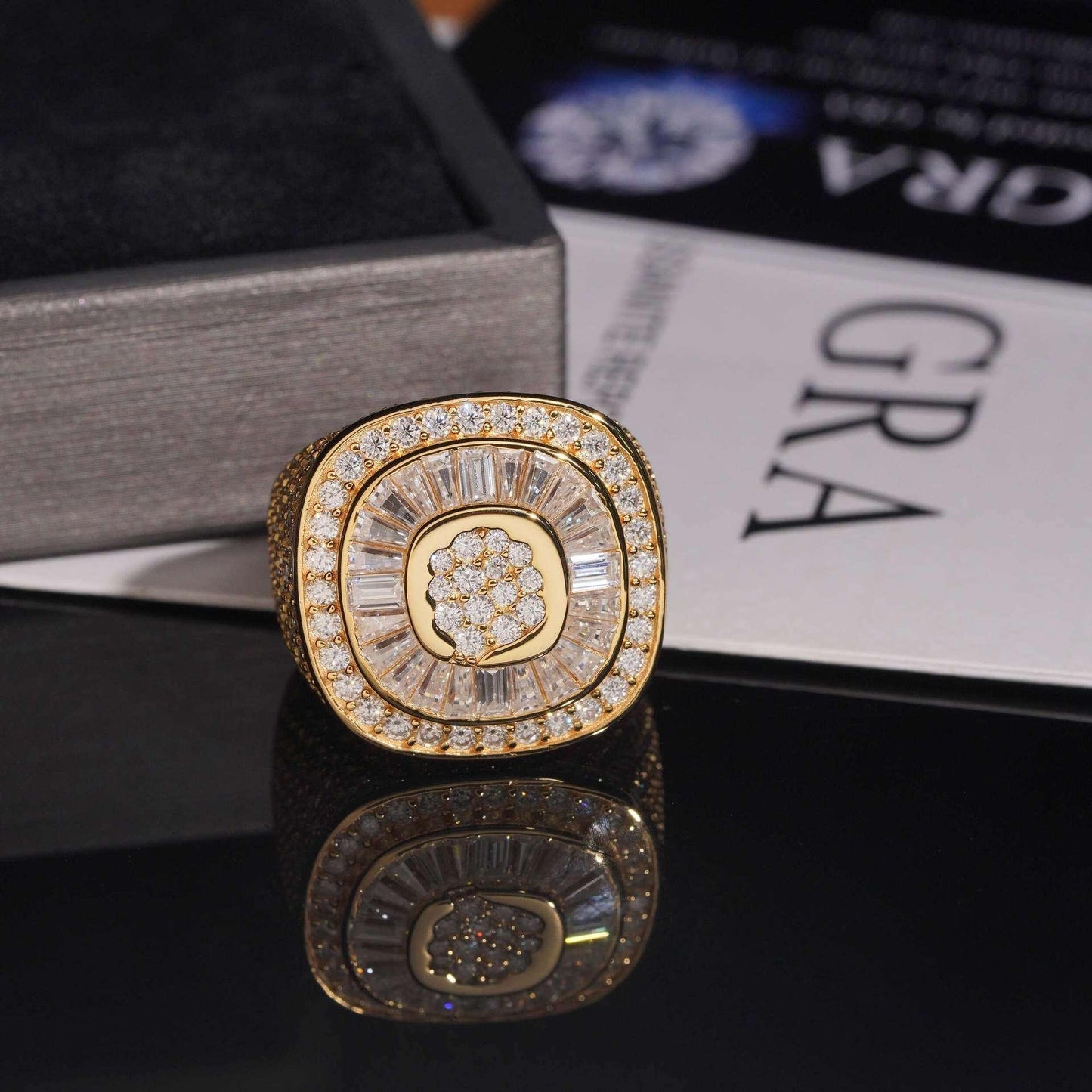Step-Cut Moissanite Men’s Ring | S925 Silver Cool Luxury Hip Hop Jewelry - CaratixJewelry