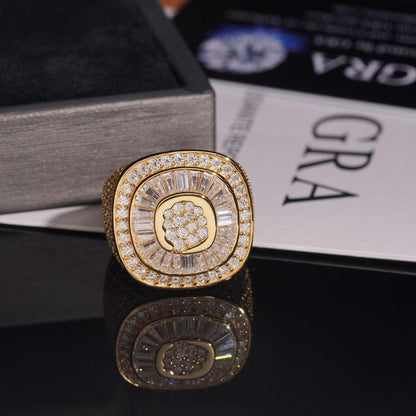Step-Cut Moissanite Men’s Ring | S925 Silver Cool Luxury Hip Hop Jewelry - CaratixJewelry