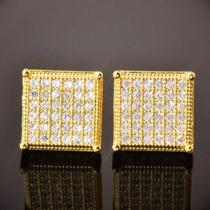 Octagon Iced Out Stud Earrings with Zircon | Simple & Trendy Hip Hop Jewelry | Caratix Jewelry - CaratixJewelry