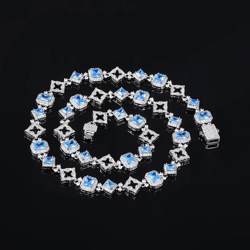 11mm Geometric Blue Zircon Hip Hop Jewelry Necklace for Men | Caratix Jewelry - CaratixJewelry