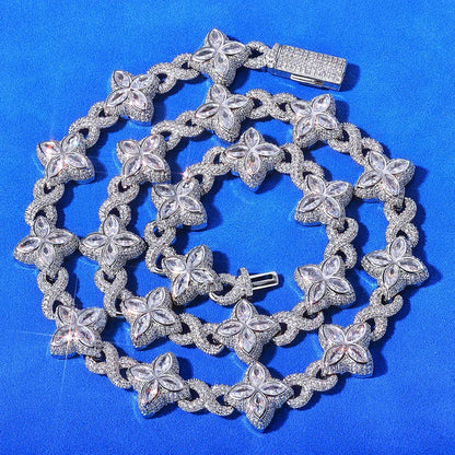 8mm S925 Silver Moissanite Infinity 8 Clover Cuban Chain | VVS Moissanite Rapper Chain | Tester Passed | Caratix - CaratixJewelry