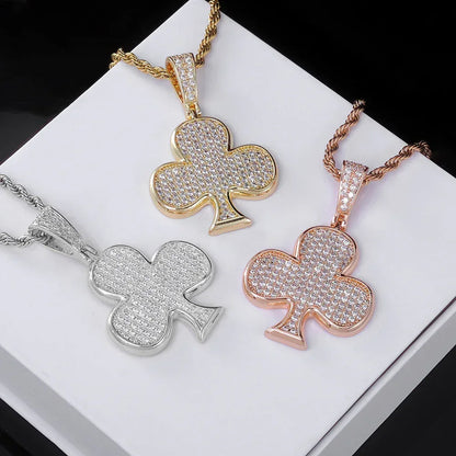 Iced Out Plum Blossom Pendant Necklace Zircon Gold Chain Rapper Style | Caratix Jewelry - CaratixJewelry