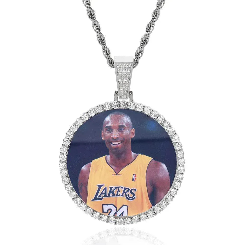 Custom Photo Frame Pendant S925 Silver Moissanite Necklace Mens | Caratix Jewelry - CaratixJewelry