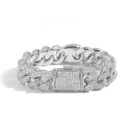 15mm Cuban Link Bracelet Pig Nose & Bubble Zircon - CaratixJewelry